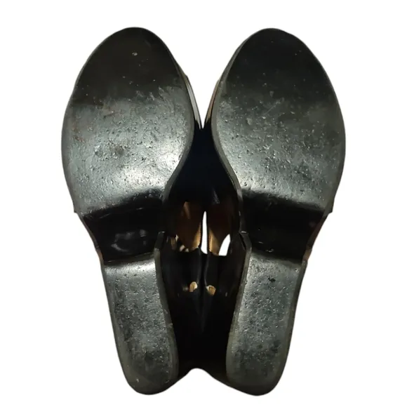 ROBERT CLERGERIE | Diser Black Leather Wedge Sandals in Size EU 37 / US 6.5