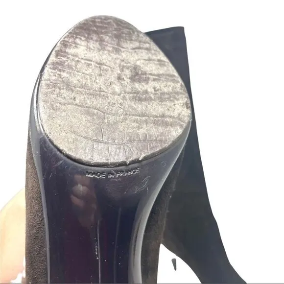 Robert Clergerie Tall Dark Brown Stretch Suede Heeled Sock Boots Size 8.5