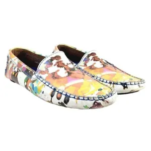 ROBERT GRAHAM Gerard‎ Splatter Print Leather Drivers Loafers - Size 10
