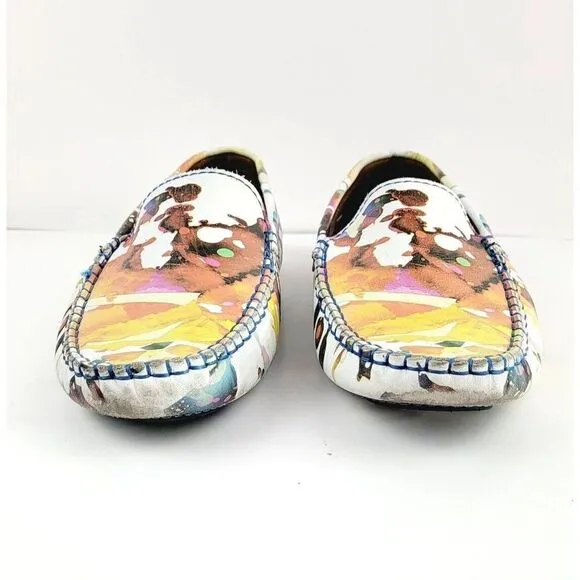 ROBERT GRAHAM Gerard‎ Splatter Print Leather Drivers Loafers - Size 10