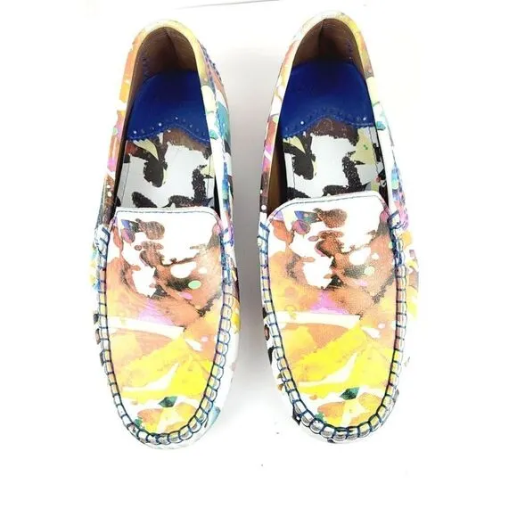 ROBERT GRAHAM Gerard‎ Splatter Print Leather Drivers Loafers - Size 10