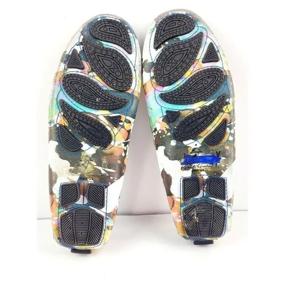ROBERT GRAHAM Gerard‎ Splatter Print Leather Drivers Loafers - Size 10