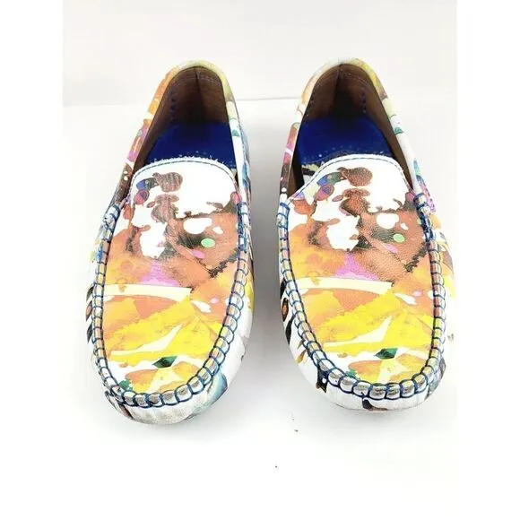 ROBERT GRAHAM Gerard‎ Splatter Print Leather Drivers Loafers - Size 10