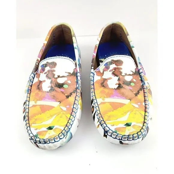 ROBERT GRAHAM Gerard‎ Splatter Print Leather Drivers Loafers - Size 10
