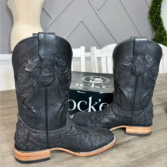 Rockem Pez Rombos Negro/ Black Fish Boots Size 7 Men’s