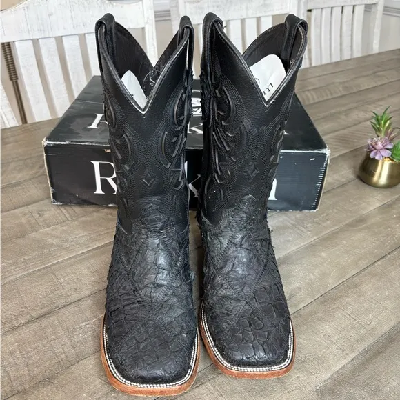 Rockem Pez Rombos Negro/ Black Fish Boots Size 7 Men’s
