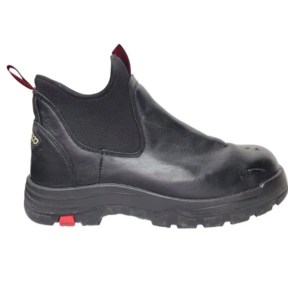 Rockrooster Mens 15 Wide Work Boots Slip on Steel Toe Black Red AK323 No Insoles