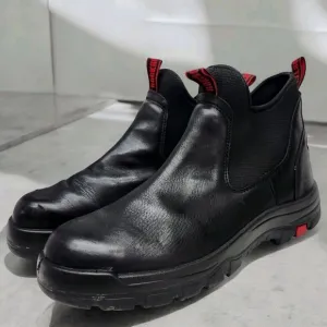Rockrooster Mens 15 Wide Work Boots Slip on Steel Toe Black Red AK323 No Insoles