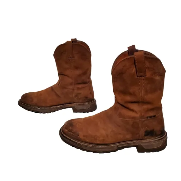 Rocky Brown Leather Pull-On Cowboy Western Work Boots Men's Size 13W