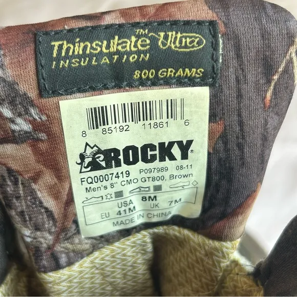 Rocky Camouflage Hunting Boots – Men’s Size 8