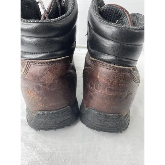 Rocky Men's Brown Leather Steel Toe Work Boots W/Speed Lacing Size 9W