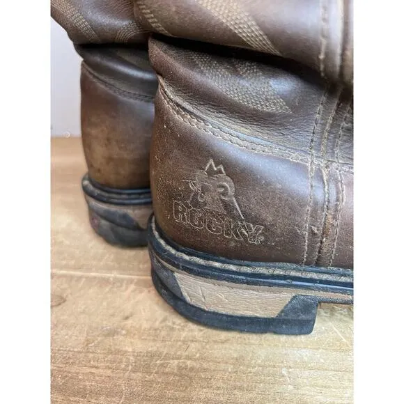 Rocky Men's Sz 8.5 Original Ride Branson Western Work Boot 2733 Brown Leather