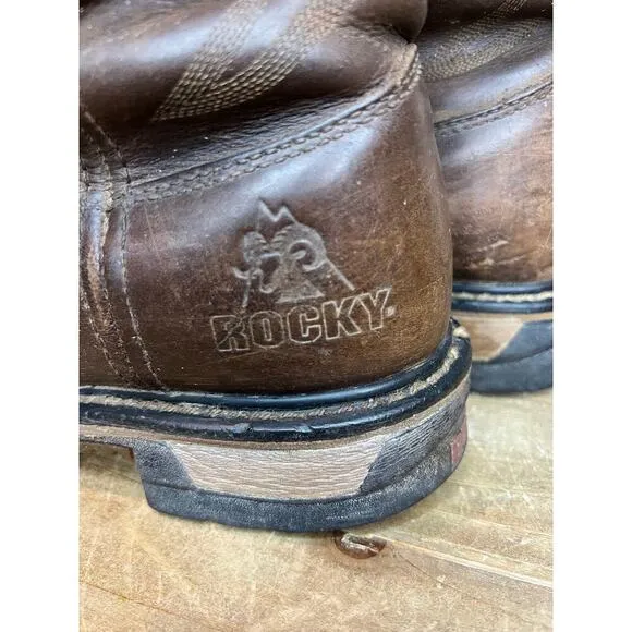 Rocky Men's Sz 8.5 Original Ride Branson Western Work Boot 2733 Brown Leather