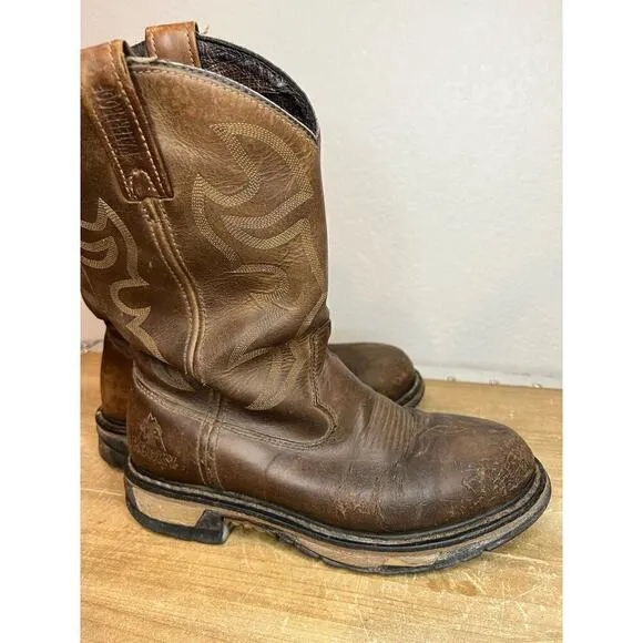 Rocky Men's Sz 8.5 Original Ride Branson Western Work Boot 2733 Brown Leather