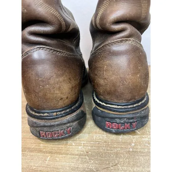 Rocky Men's Sz 8.5 Original Ride Branson Western Work Boot 2733 Brown Leather