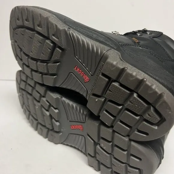 Rocky Mens Worksmart Comp Toe Work Boots Black Size 10.5Wide