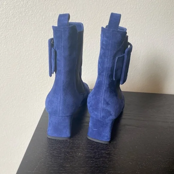 Roger Vivier Paris Women’s Chelsea Suede Boots Blue Size 37 Ankle Boots