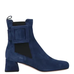 Roger Vivier Paris Women’s Chelsea Suede Boots Blue Size 37 Ankle Boots