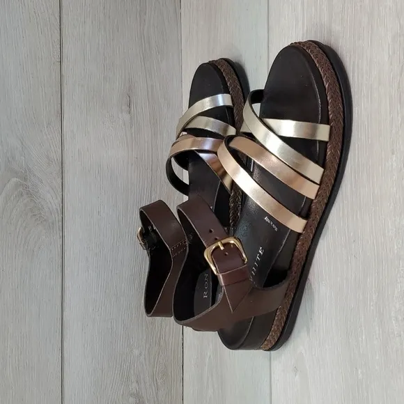 Ron White Womens Ankle Leather Platform Sandals shoes sz 37/6.5