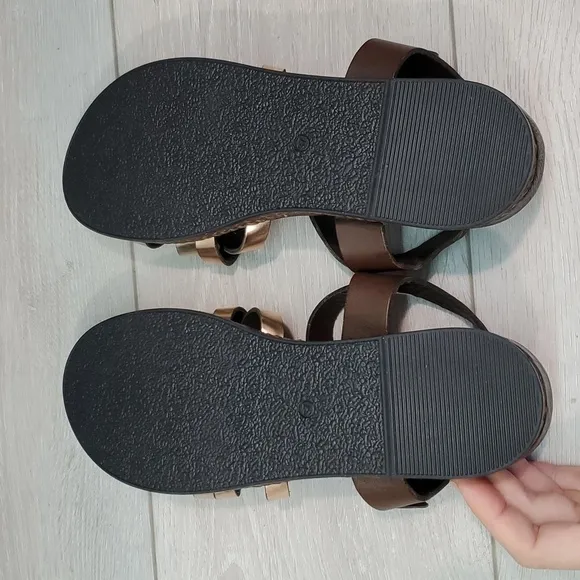 Ron White Womens Ankle Leather Platform Sandals shoes sz 37/6.5