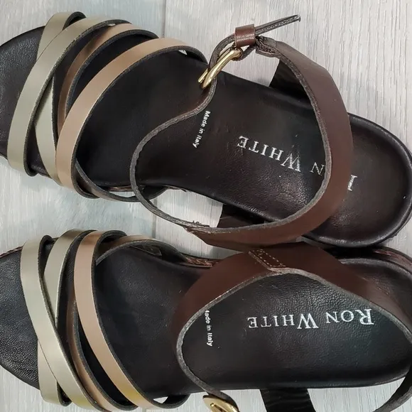 Ron White Womens Ankle Leather Platform Sandals shoes sz 37/6.5