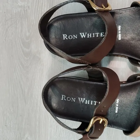 Ron White Womens Ankle Leather Platform Sandals shoes sz 37/6.5