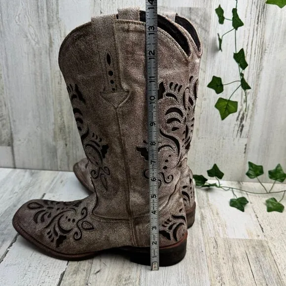 ROPER Womens Belle square Toe Brown Sanded Casual Mid Calf boots size 8