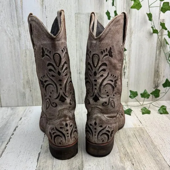 ROPER Womens Belle square Toe Brown Sanded Casual Mid Calf boots size 8