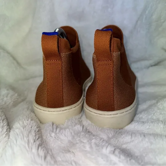 Rothy's Chelsea Fawn Brown Knit Fabric Pull On Ankle Boot Womens 8.5 Casual Shoe
