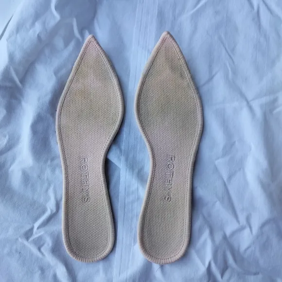Rothy's Gold and Silver Flats with Pointed Toe and Slip-On Style