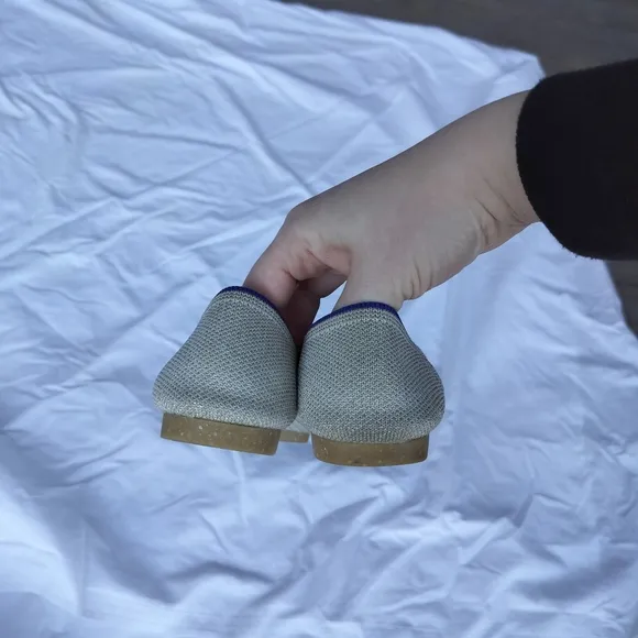 Rothy's Gold and Silver Flats with Pointed Toe and Slip-On Style