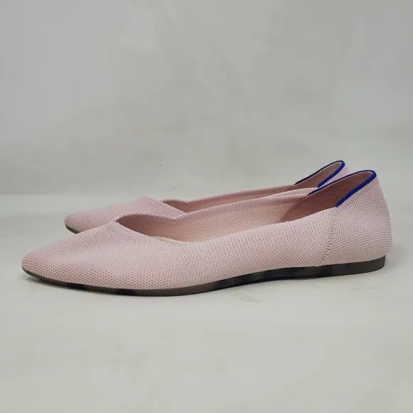 Rothys Shoes 8 The Point Blush Pink Flats Tortoise Shell Slip On Comfort Knit