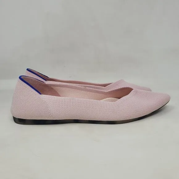 Rothys Shoes 8 The Point Blush Pink Flats Tortoise Shell Slip On Comfort Knit