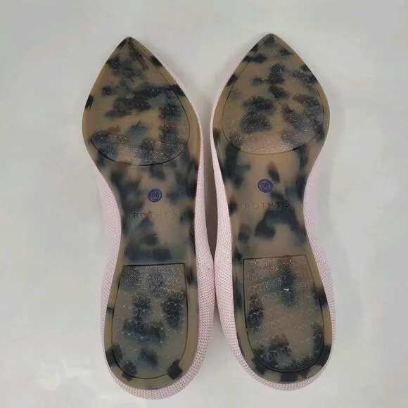 Rothys Shoes 8 The Point Blush Pink Flats Tortoise Shell Slip On Comfort Knit