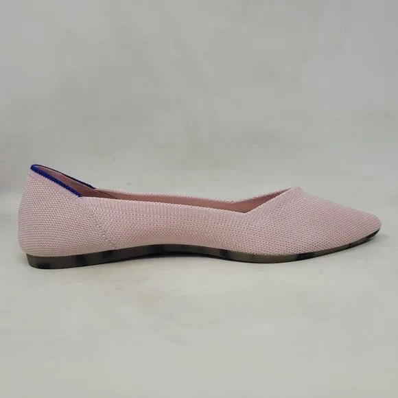 Rothys Shoes 8 The Point Blush Pink Flats Tortoise Shell Slip On Comfort Knit