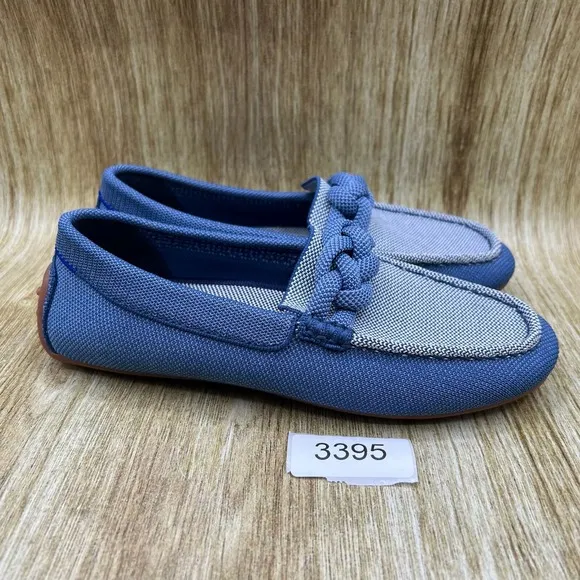 Rothy's The Braid Driver Women's Size 7.5 Blue Slip On Shoes Loafers Low Top