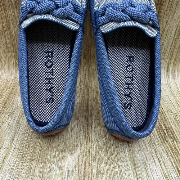 Rothy's The Braid Driver Women's Size 7.5 Blue Slip On Shoes Loafers Low Top