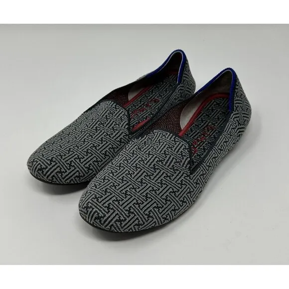 Rothy’s The Loafer Charcoal Grid Textile Slip On Shoes Retired Women's Size 6.5