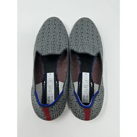 Rothy’s The Loafer Charcoal Grid Textile Slip On Shoes Retired Women's Size 6.5