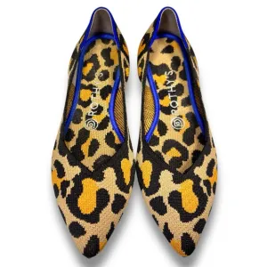 Rothy's The Point Big Cat Tan Brown Orange Leopard Print Slip On Shoes Size 7.5