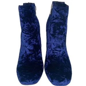 Royal blue velvet Marc Fisher heeled ankle boots