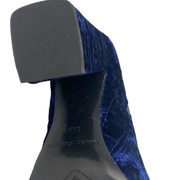 Royal blue velvet Marc Fisher heeled ankle boots