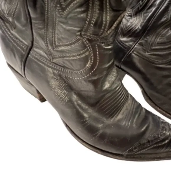 🎉SALE🎉‎ TONY LAMA CONCHO HARNESS COWBOY BOOTS MEN'S 9D STYLE LIZARD TOE BLACK