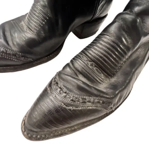 🎉SALE🎉‎ TONY LAMA CONCHO HARNESS COWBOY BOOTS MEN'S 9D STYLE LIZARD TOE BLACK
