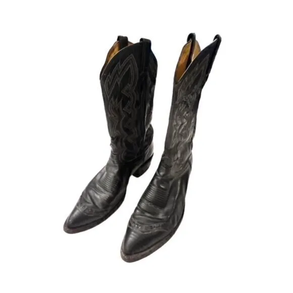 🎉SALE🎉‎ TONY LAMA CONCHO HARNESS COWBOY BOOTS MEN'S 9D STYLE LIZARD TOE BLACK