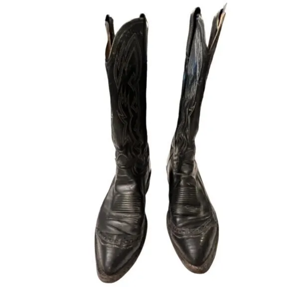 🎉SALE🎉‎ TONY LAMA CONCHO HARNESS COWBOY BOOTS MEN'S 9D STYLE LIZARD TOE BLACK