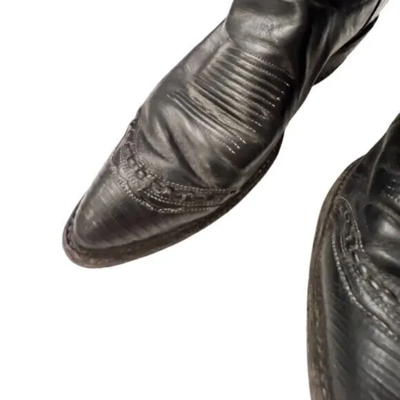 🎉SALE🎉‎ TONY LAMA CONCHO HARNESS COWBOY BOOTS MEN'S 9D STYLE LIZARD TOE BLACK