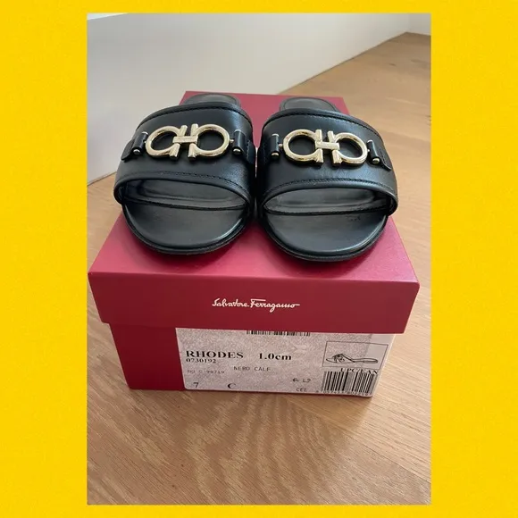 Salvatore Ferragamo Black Slide Sandals