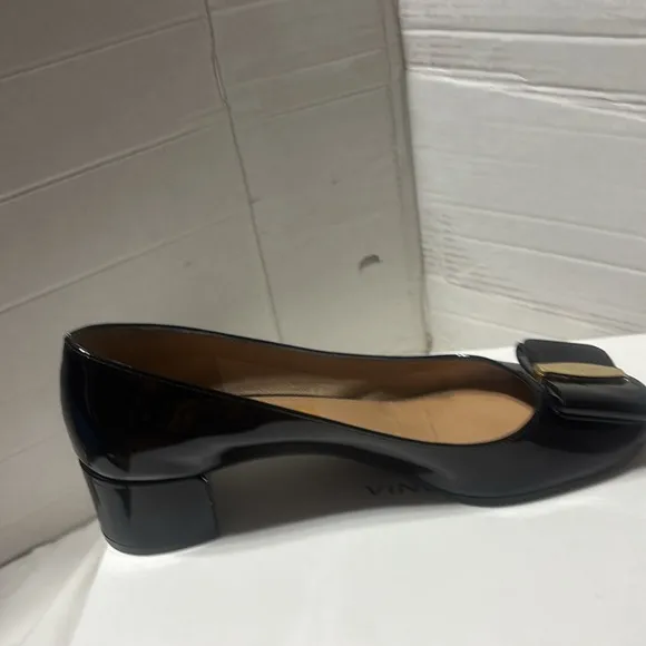 Salvatore Ferragamo patent leather block heels. Preowned in good condition.