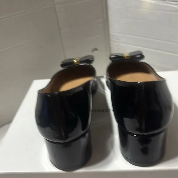 Salvatore Ferragamo patent leather block heels. Preowned in good condition.